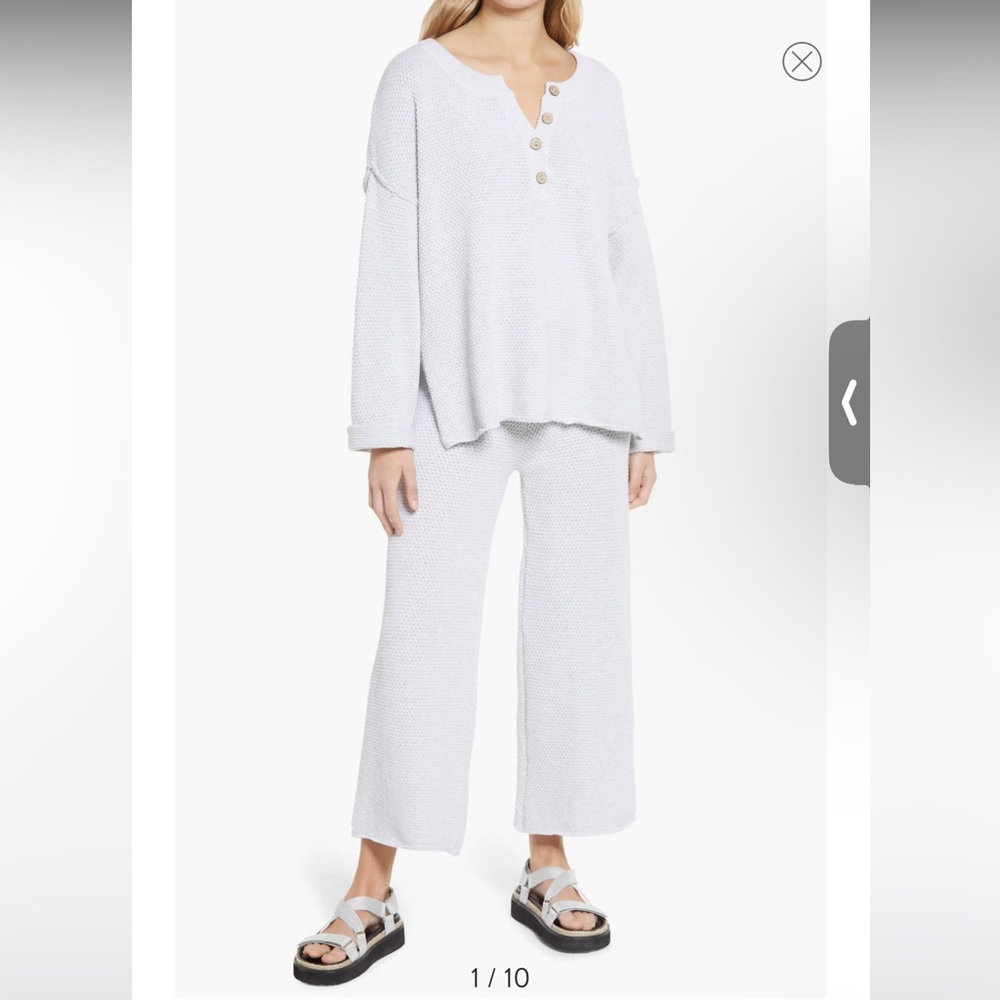 Free People Beach Hailee Sweater Knit Pant Set Ivory Size Small